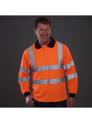 Plain Hi-vis long sleeve polo Yoko 210 GSM